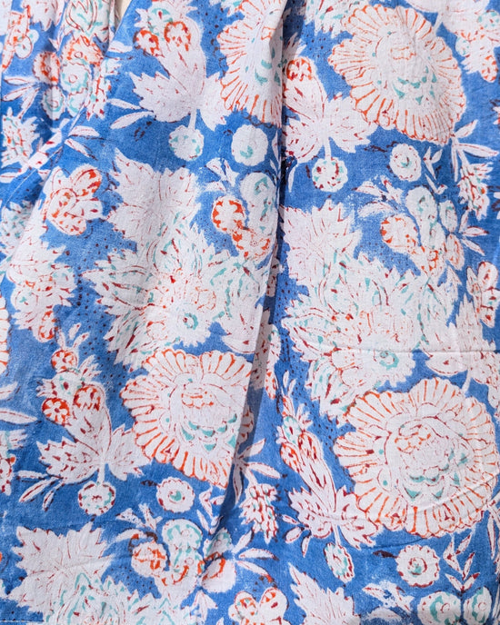 precious sparkle Accessories Blue & Orange Sketch Floral Block Print Scarf