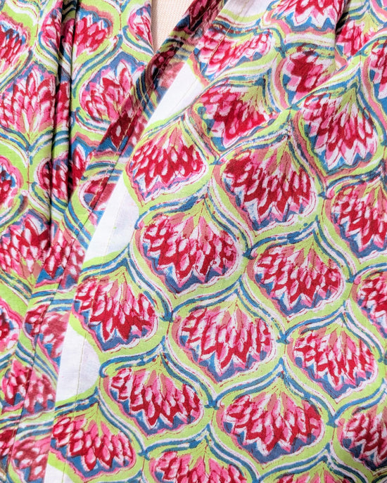 precious sparkle Accessories Green & Pink Deco Floral Block Print Scarf