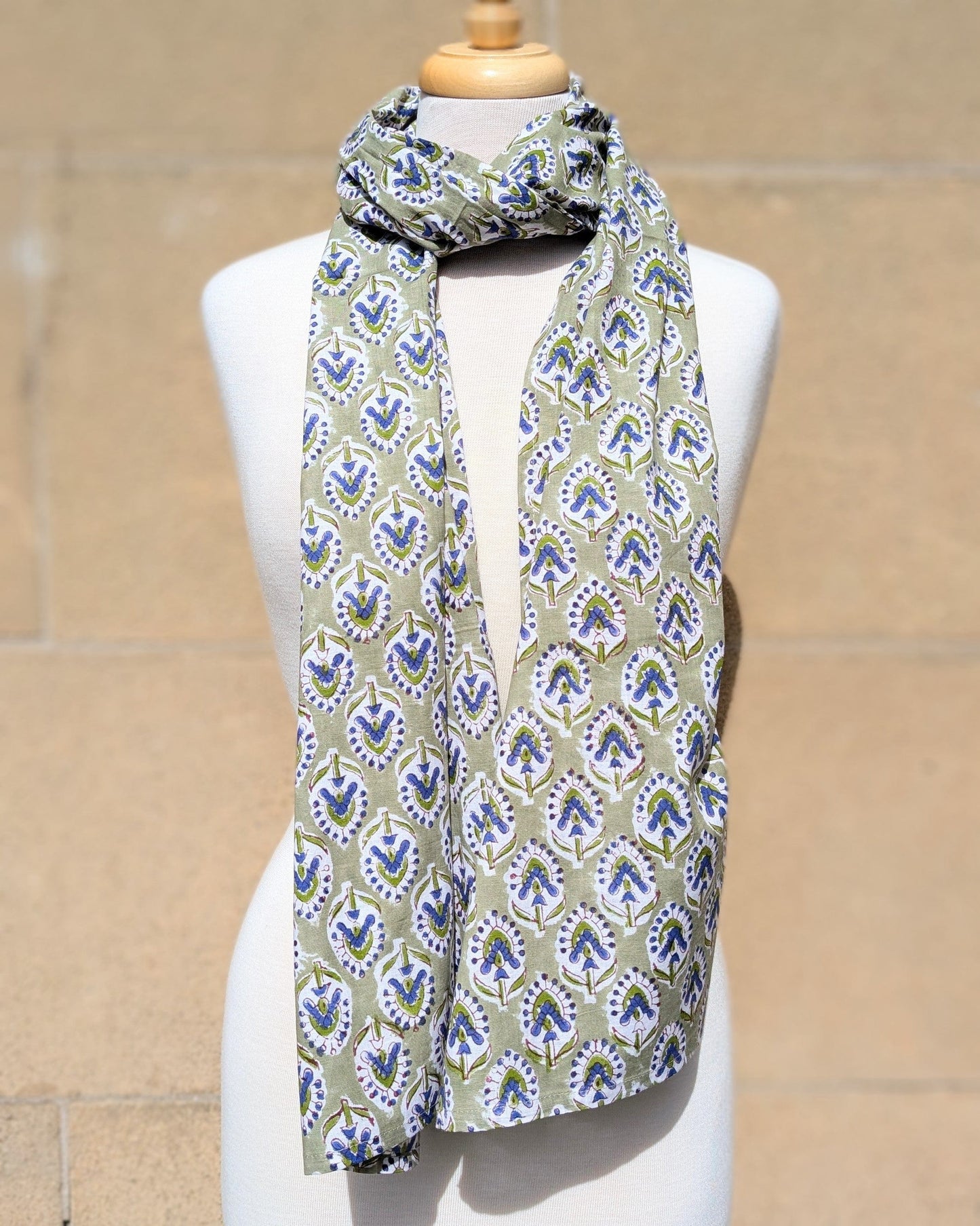 precious sparkle Accessories Green & Purple Pattern Block Print Scarf