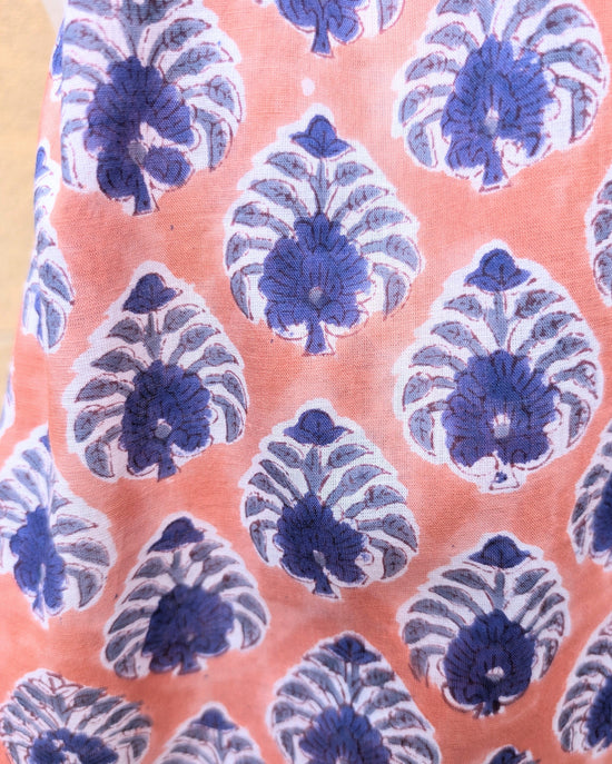 Load image into Gallery viewer, precious sparkle Accessories Peach &amp; Blue Patterned Block Print Scarf

