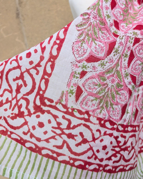 precious sparkle Accessories Pink Red Green Floral Stripe Block Print Scarf Sarong