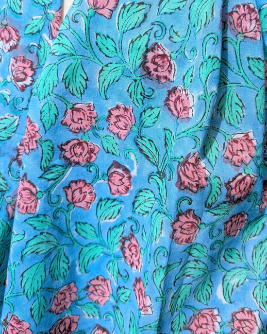 Load image into Gallery viewer, precious sparkle Accessories Teal &amp; Red Rose Block Print Scarf
