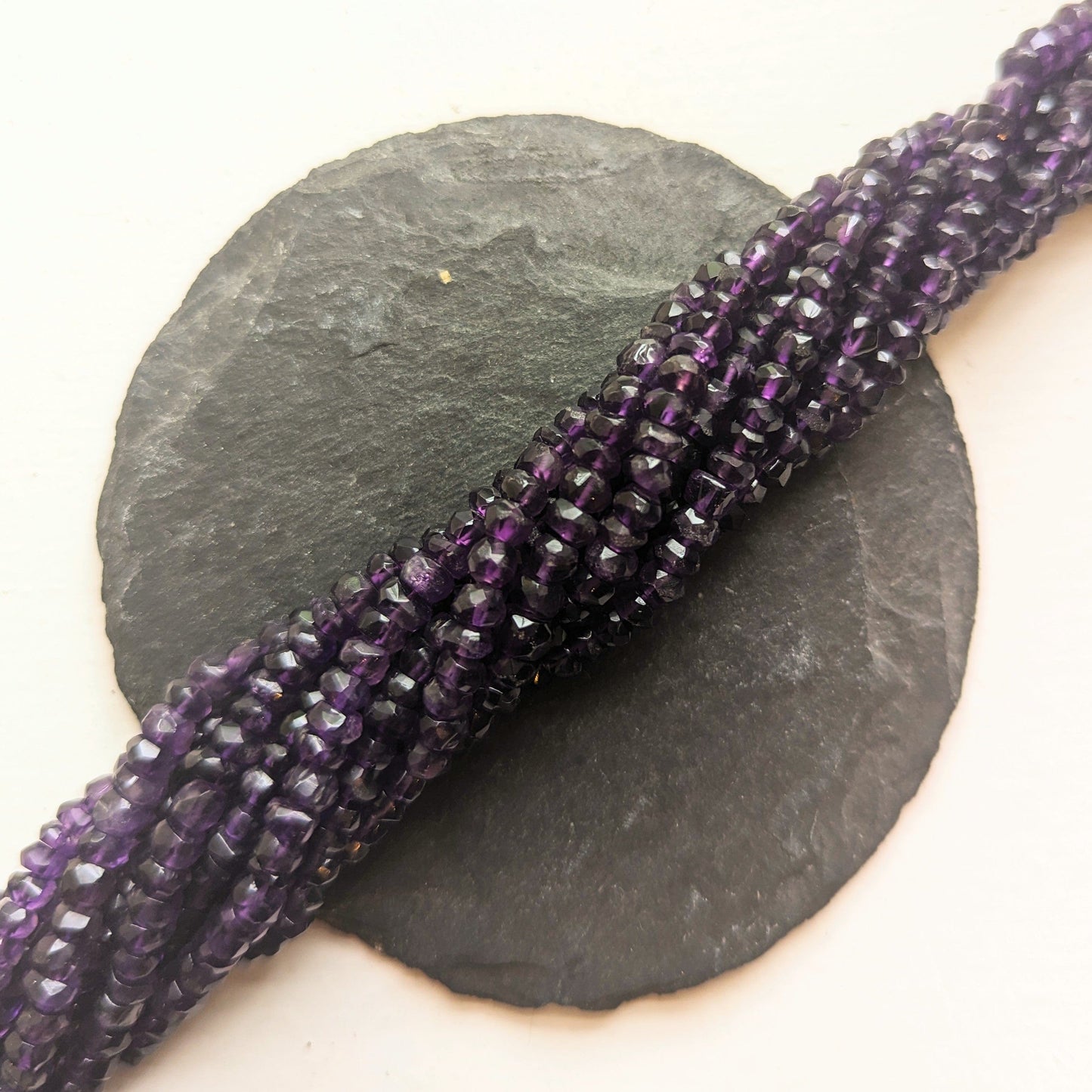 precious sparkle African Amethyst 4mm Faceted Rondelle Beads 15" Strand