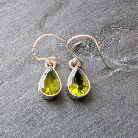 precious sparkle Jewellery Peridot Tear Drop Sterling Silver Earrings