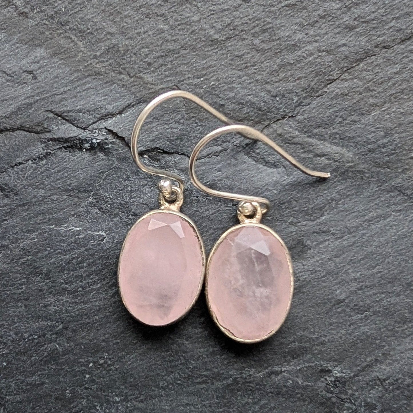 precious sparkle Jewellery Rose Quartz Faceted Oval Sterling Earrings