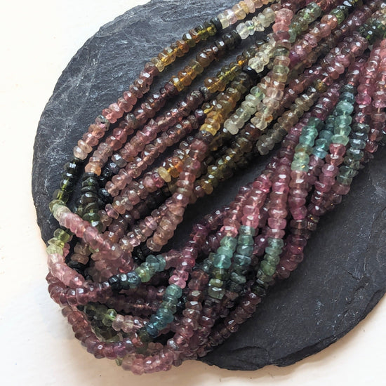 precious sparkle Tourmaline 4mm Faceted Rondelle Beads 15" Strand