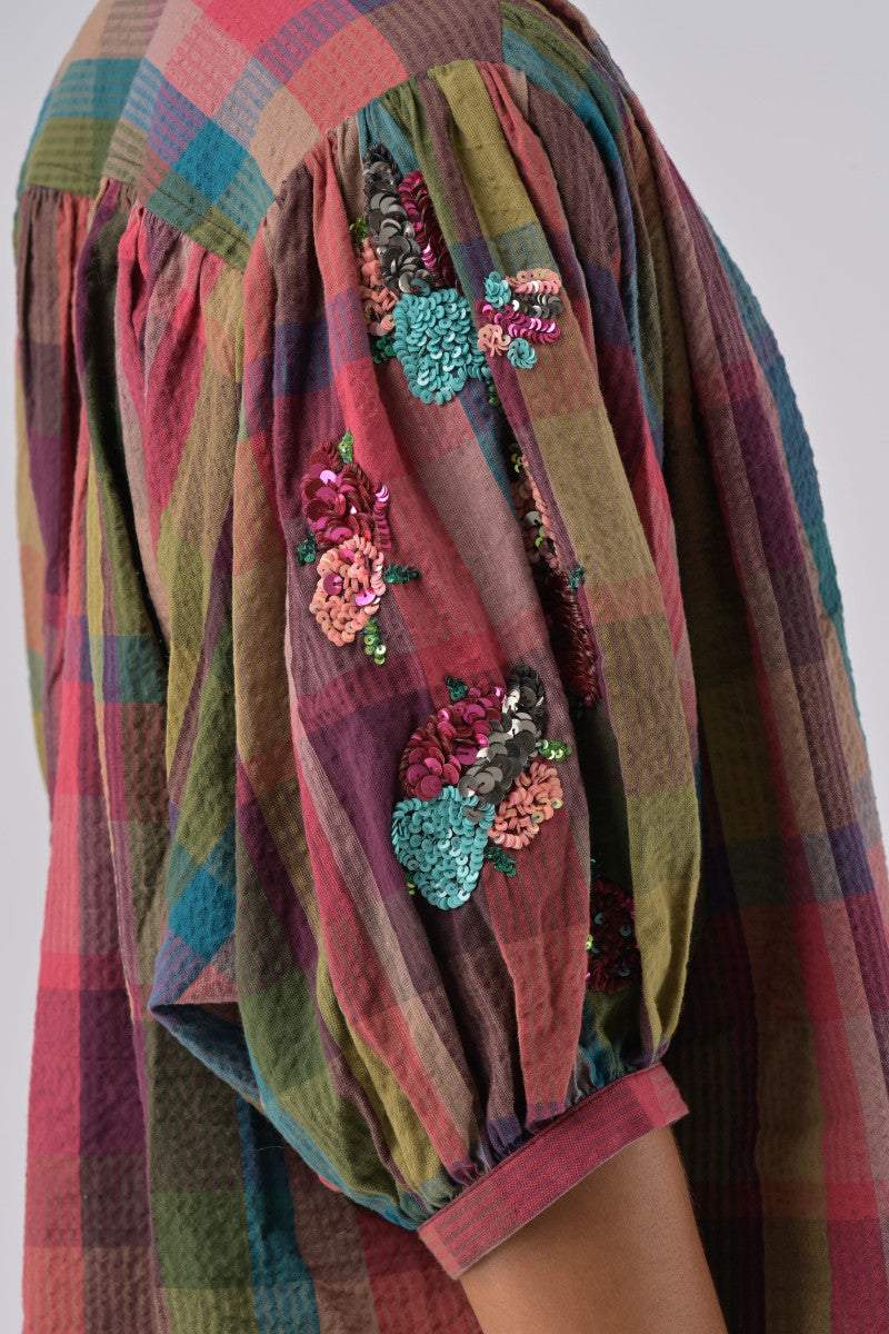 Orfeo Top Mara Multi Check & Sequins - Precious Sparkle