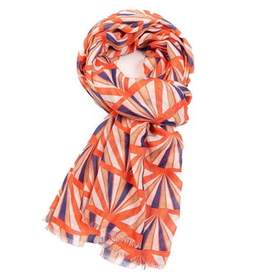 Pure Fashions Accessories Geo Fan Scarf Coral