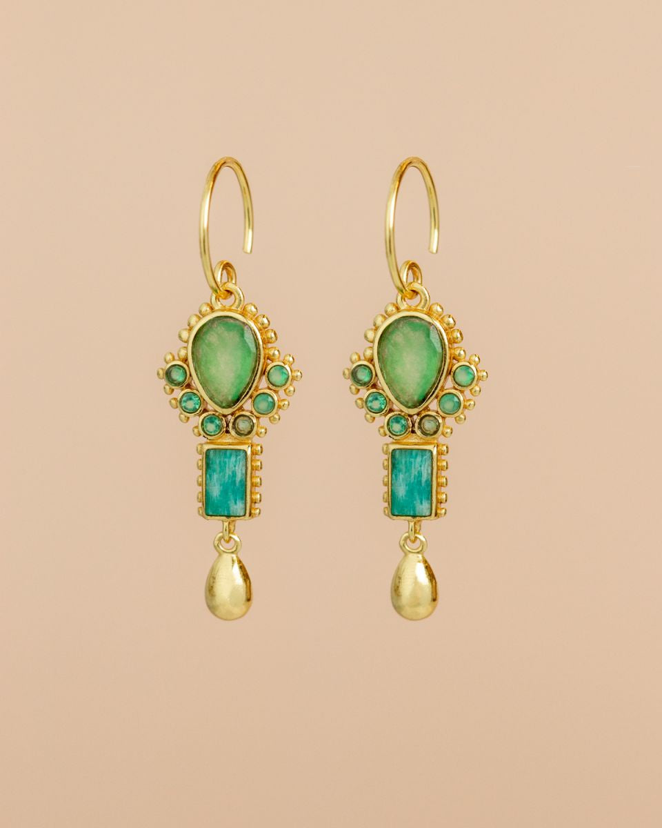 muja juma Ariel Gold Earrings Nefrite 1 - Precious Sparkle