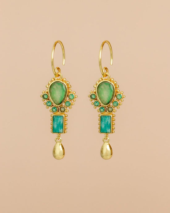 muja juma Ariel Gold Earrings Nefrite 1 - Precious Sparkle