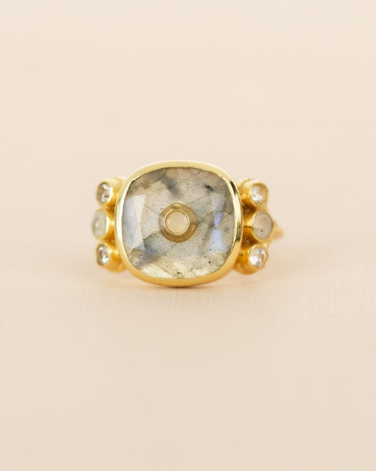 muja juma Mimas Ring Labradorite Cushion - Precious Sparkle