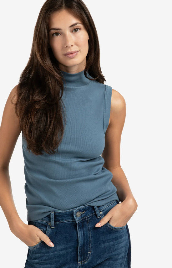 YAYA Ribbed Singlet w/ High Neck - Precious Sparkle