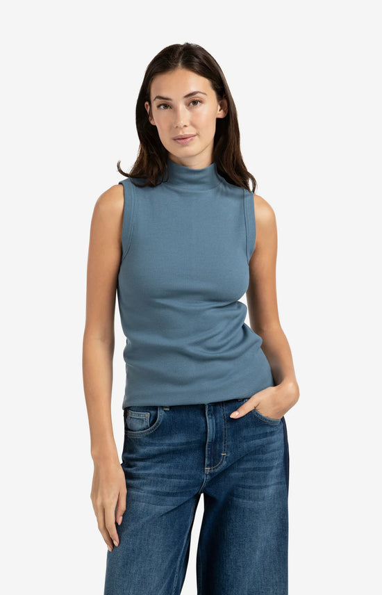 YAYA Ribbed Singlet w/ High Neck - Precious Sparkle