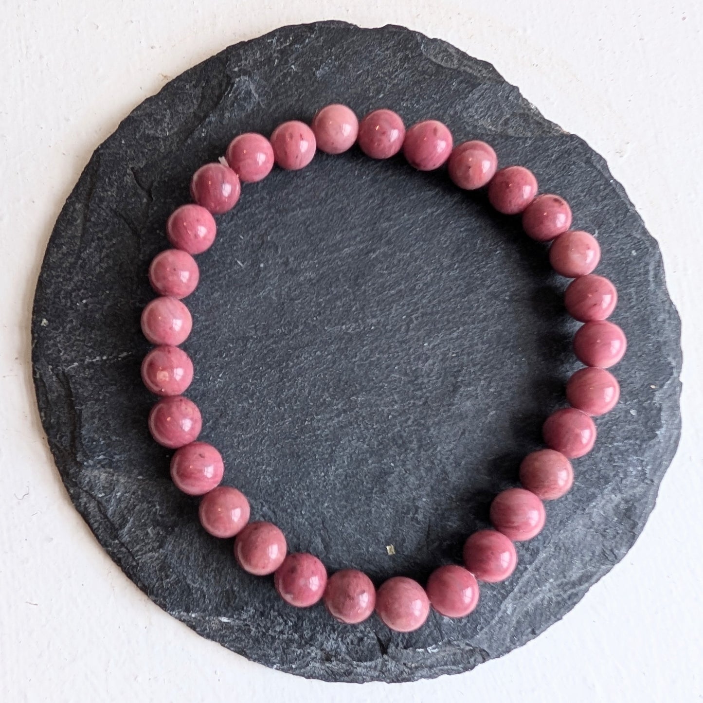 Pink Rhodonite Stretchy Gemstone Bracelet 6mm - Precious Sparkle