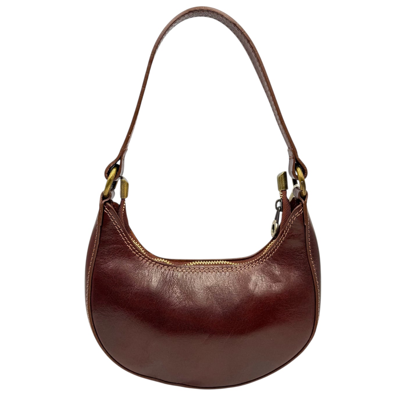 Leather Brown Small Half Moon Shoulder Bag