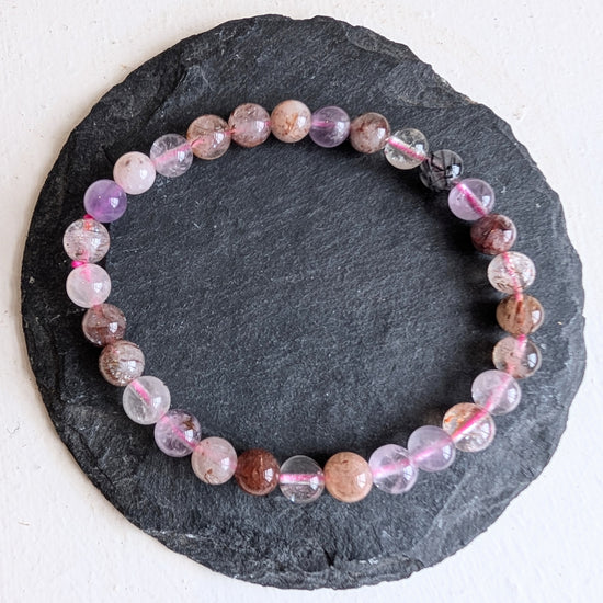 Super Seven Quartz Stretchy Gemstone Bracelet 6mm - Precious Sparkle