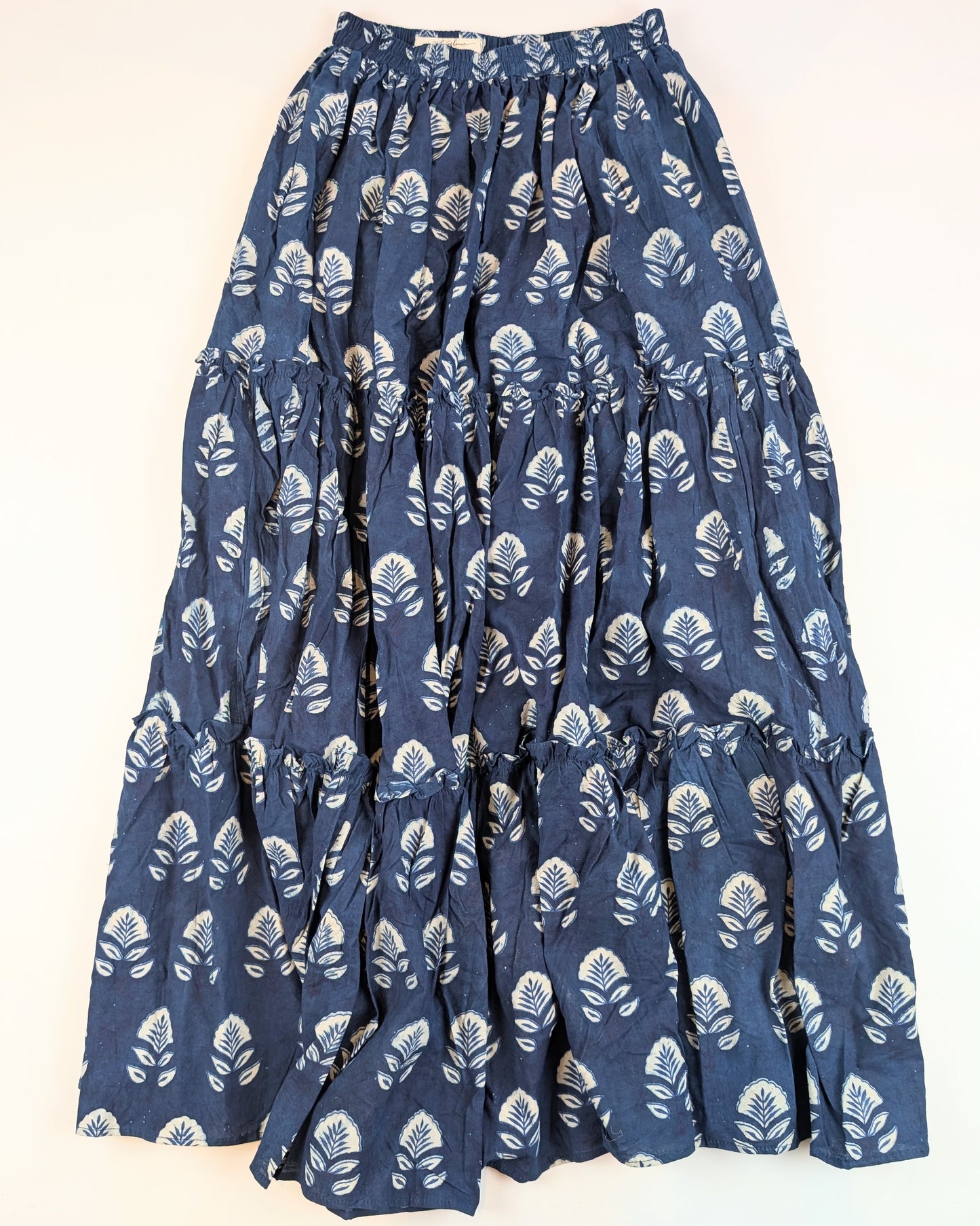 Twinflower Indigo Floral Maxi Skirt - Precious Sparkle