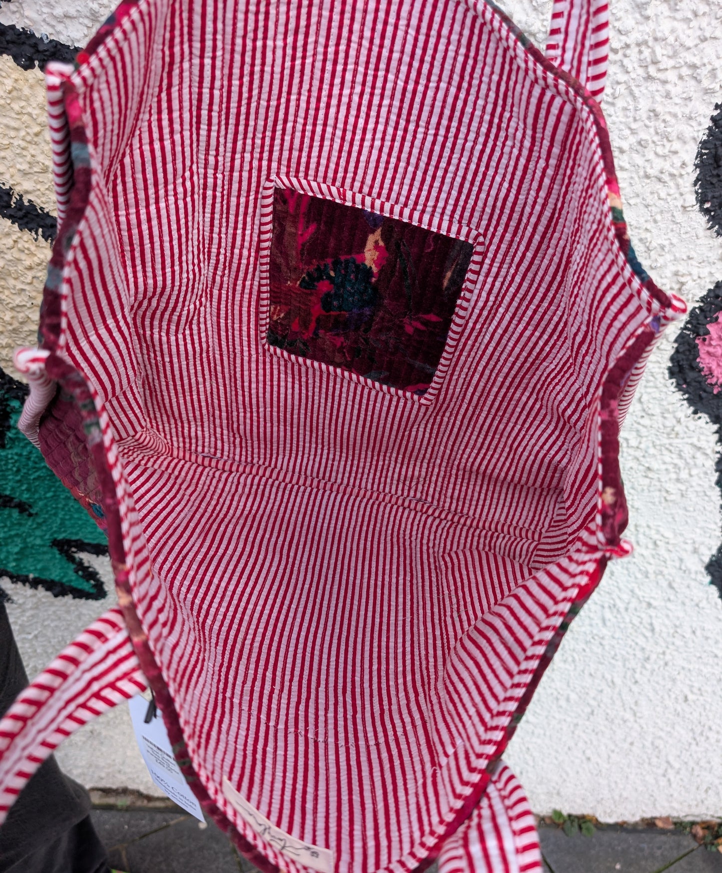 Velvet Quilted Indian Tote Bag -Paradise Merlot - Precious Sparkle