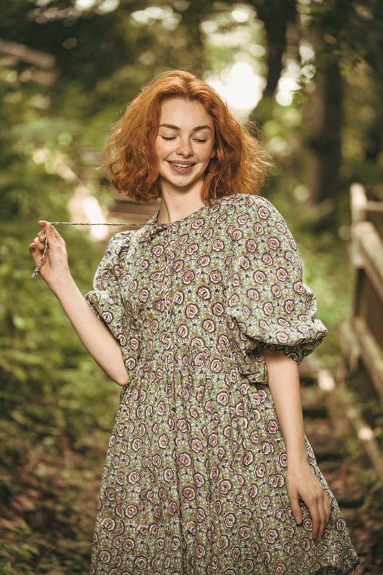 Laura Green Floral Block Printed Short Boho Dress - Precious Sparkle