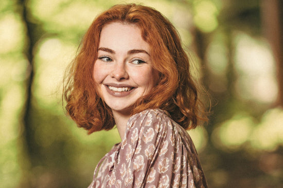 Joni Mauve Floral Block Print Peasant Cotton Blouse - Precious Sparkle