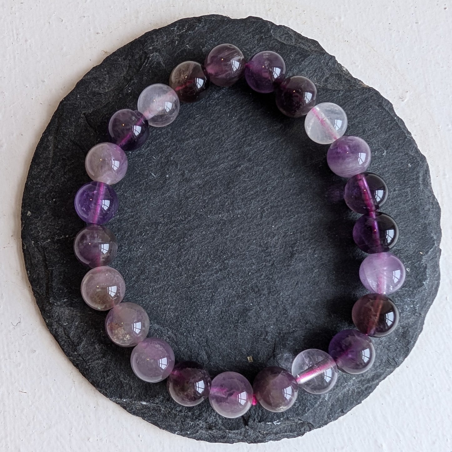 Violet Fluorite Stretchy Gemstone Bracelet 8mm - Precious Sparkle
