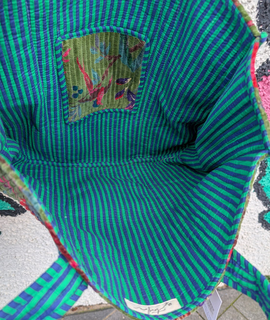 Velvet Quilted Indian Tote Bag -Paradise Green - Precious Sparkle