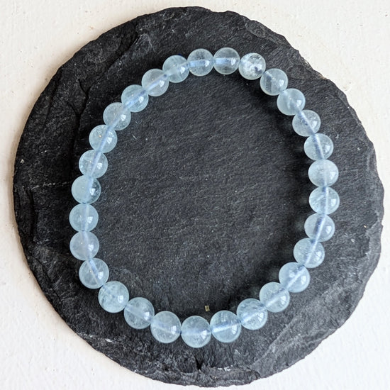 Aquamarine Stretchy Gemstone Bracelet 6mm - Precious Sparkle