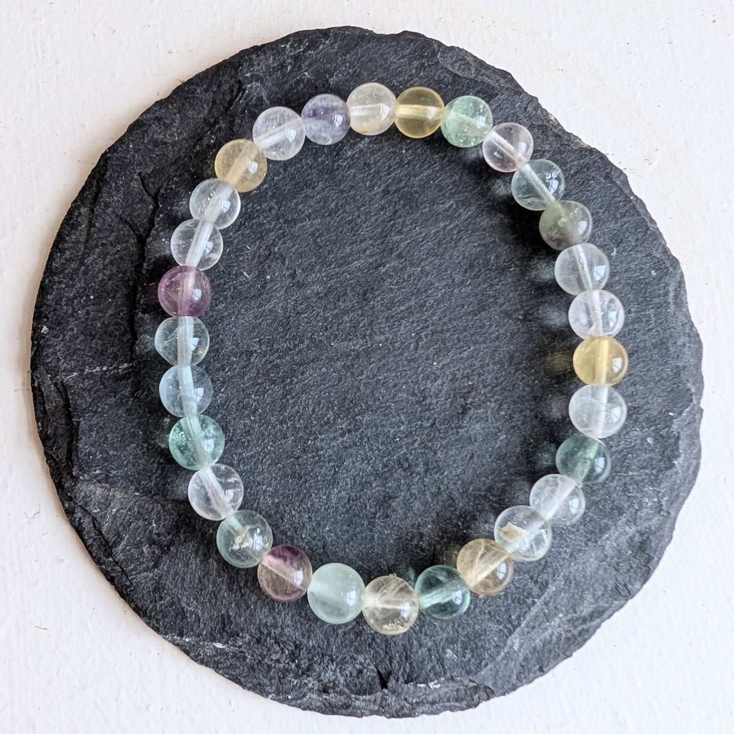 Multi Fluorite Stretchy Gemstone Bracelet 6mm - Precious Sparkle