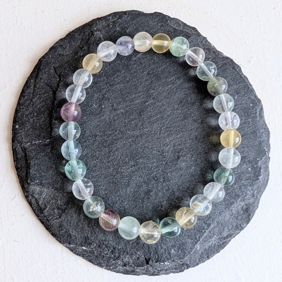 Multi Fluorite Stretchy Gemstone Bracelet 6mm - Precious Sparkle