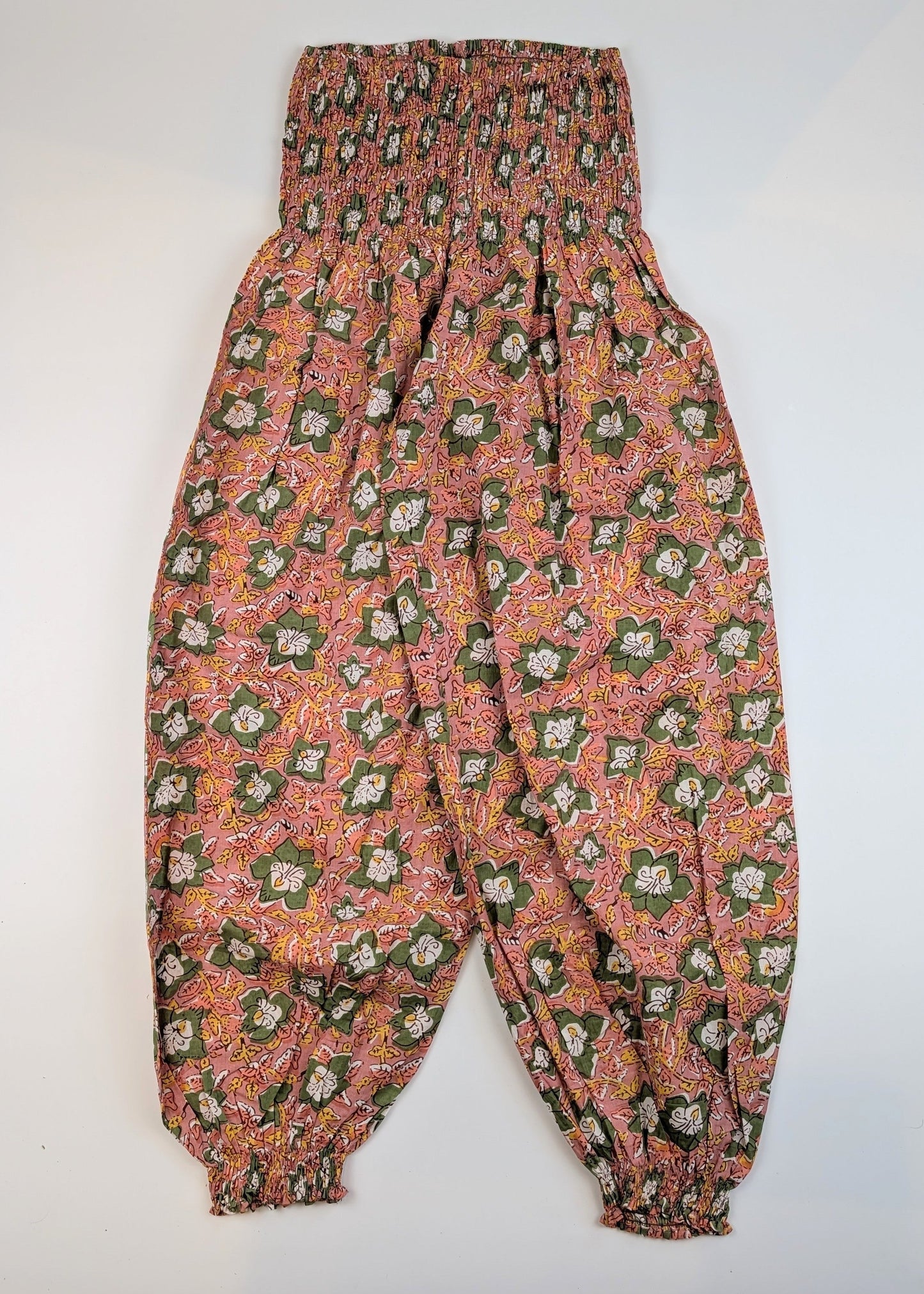 Peach/Green Cotton Summer Genie Trousers - Precious Sparkle