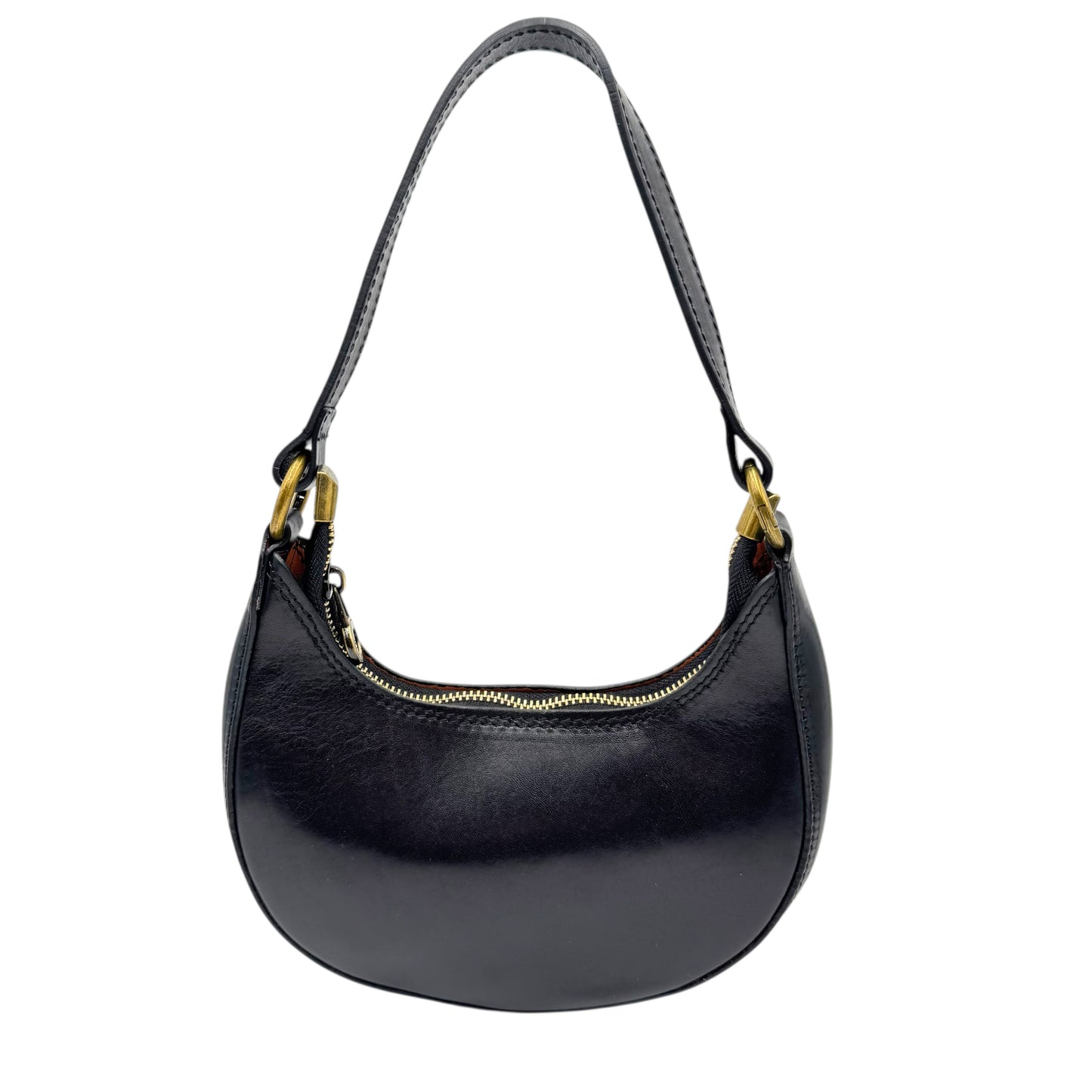 Leather Black Small Half-Moon Shoulder Bag