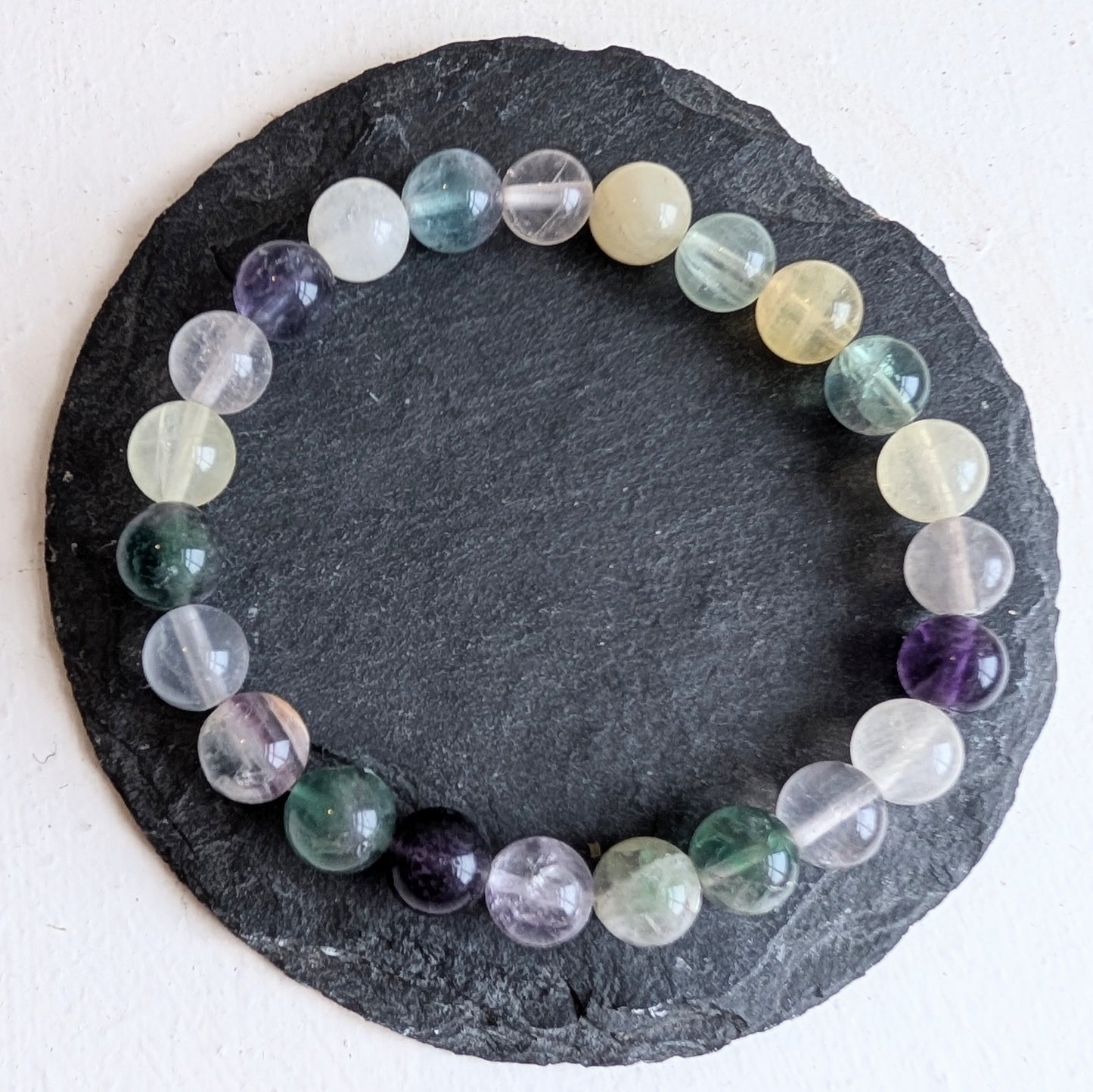 Multi Fluorite Stretchy Gemstone Bracelet 8mm - Precious Sparkle