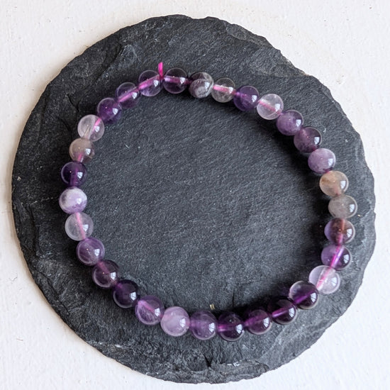 Violet Fluorite Stretchy Gemstone Bracelet 6mm - Precious Sparkle