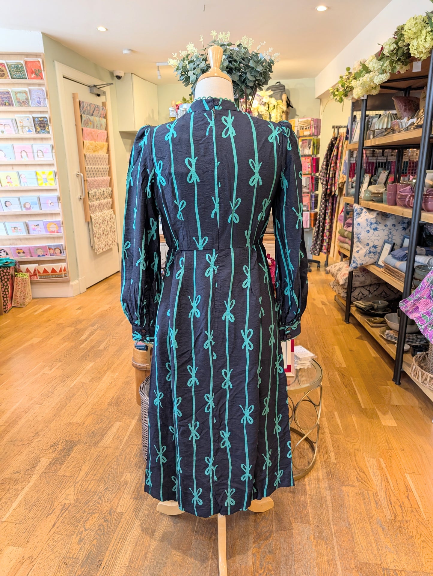 Louche Avon High Neck Midi Dress Navy Bow - Precious Sparkle