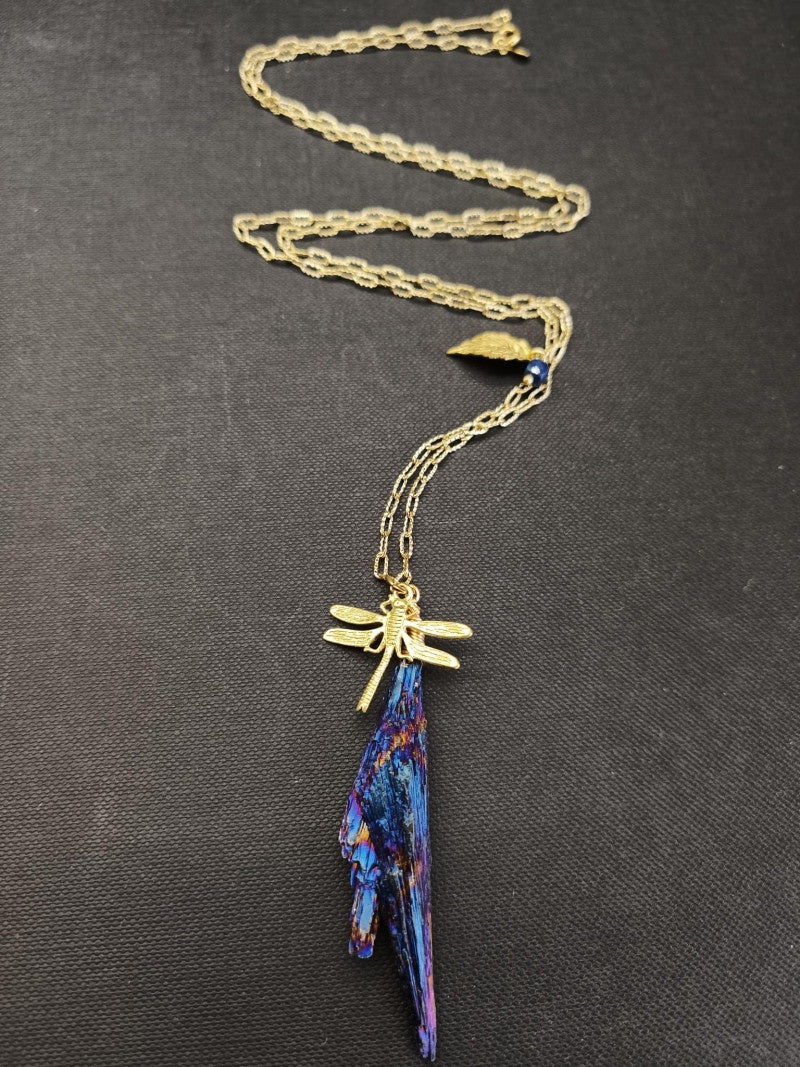 Jasper Stone Gold Long Chain Necklace - Precious Sparkle