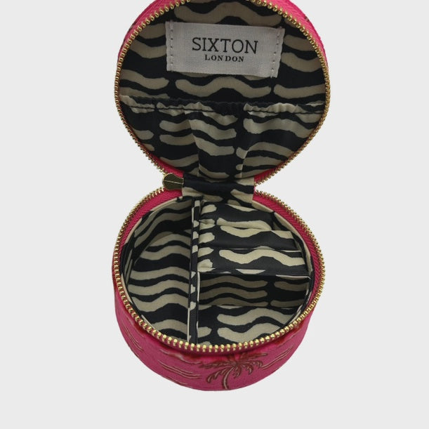 Sixton London Accessories Sixton London Travel Jewellery Pot Pink Palm Print