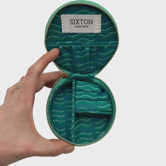Sixton London Accessories Sixton London Travel Jewellery Pot Teal Palm Print