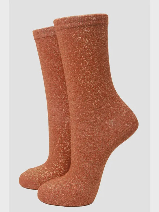 Sock Talk Accessories Burnt Orange Glitter Socks