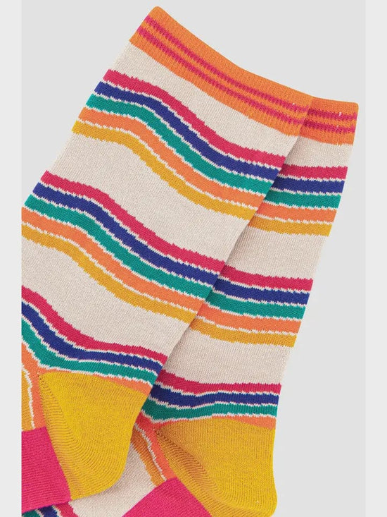 Sock Talk Accessories Sock Talk Bamboo Rainbow Stripe Socks in Cream