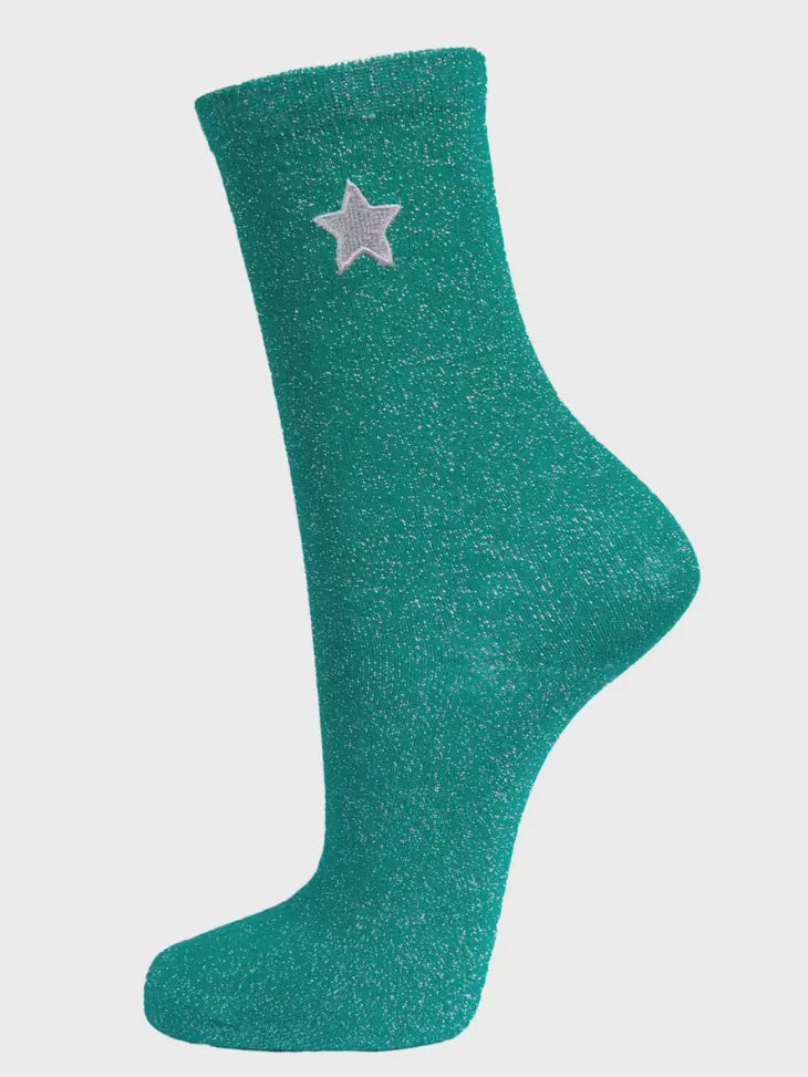 Sock Talk Accessories Sock Talk Green GlitterStar Women's Socks