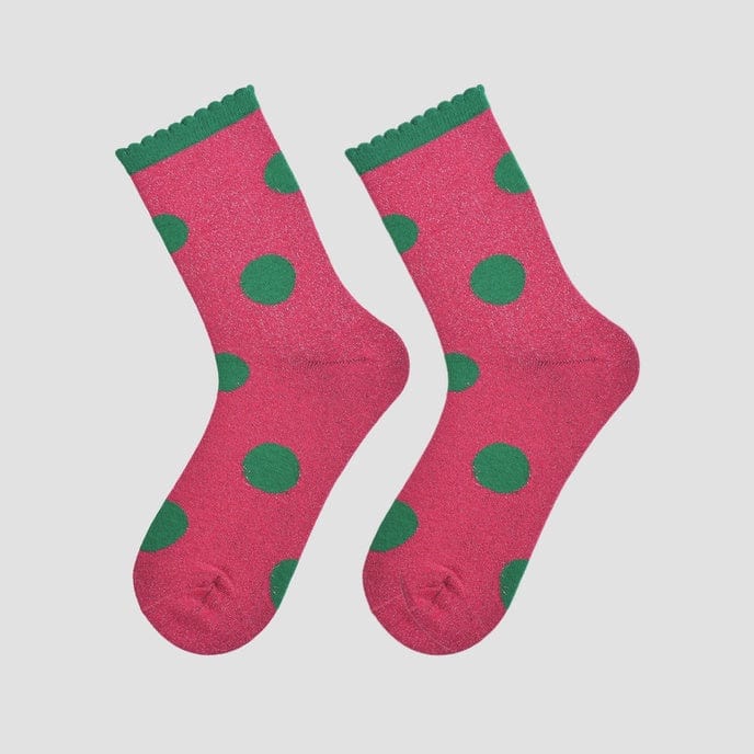 Sock Talk Accessories Sock Talk Pink Green Polka Dot Glitter Socks