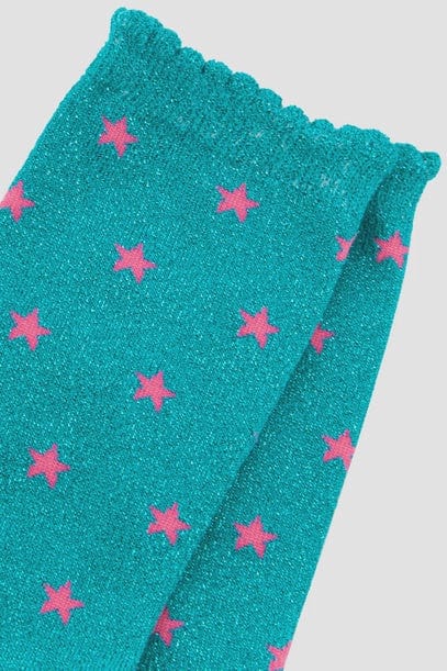 Sock Talk Accessories Sock Talk Star Print Aqua Glitter Socks