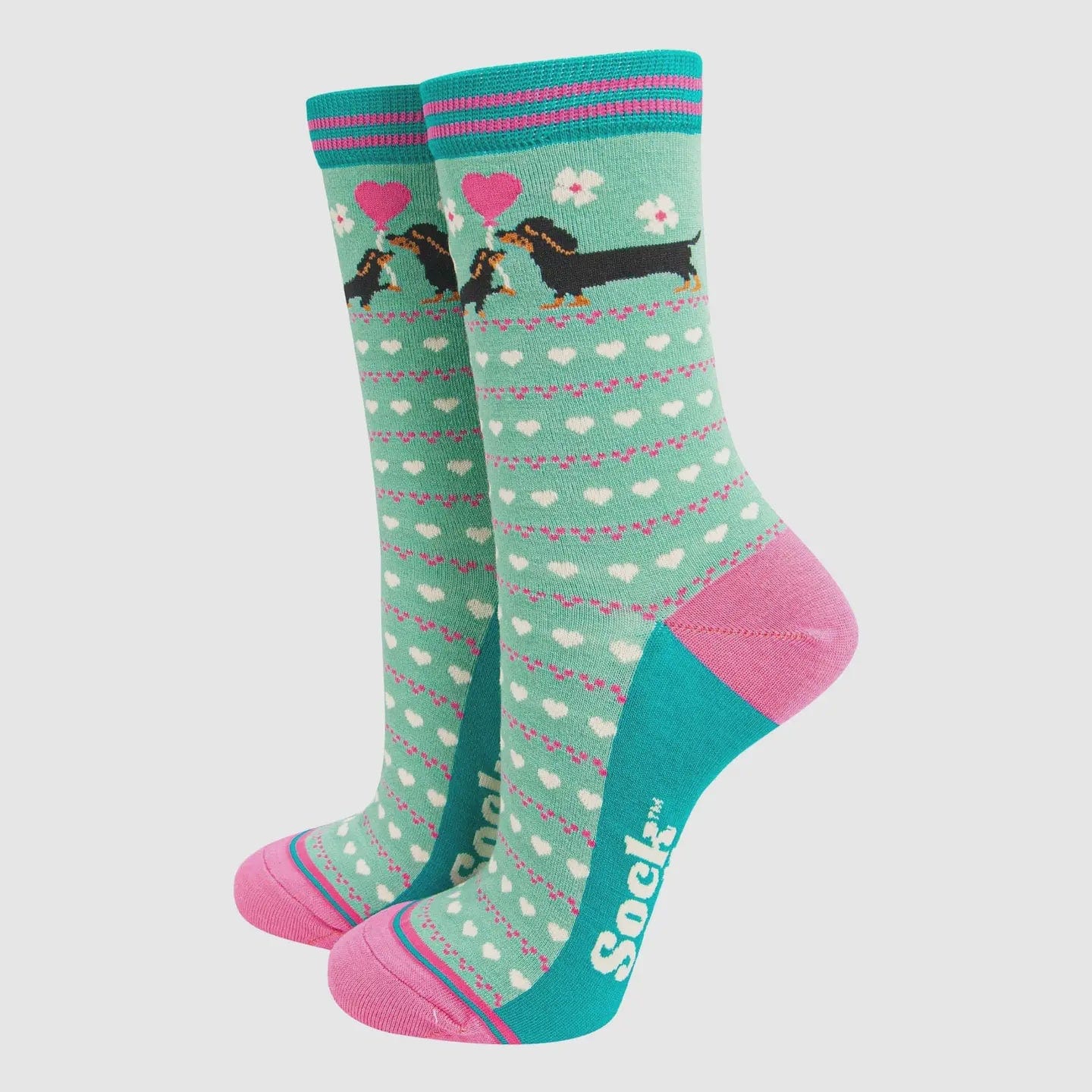 Sock Talk Accessories Sock Talk Women's Bamboo Socks - Mint, Sausage Dog & Puppy