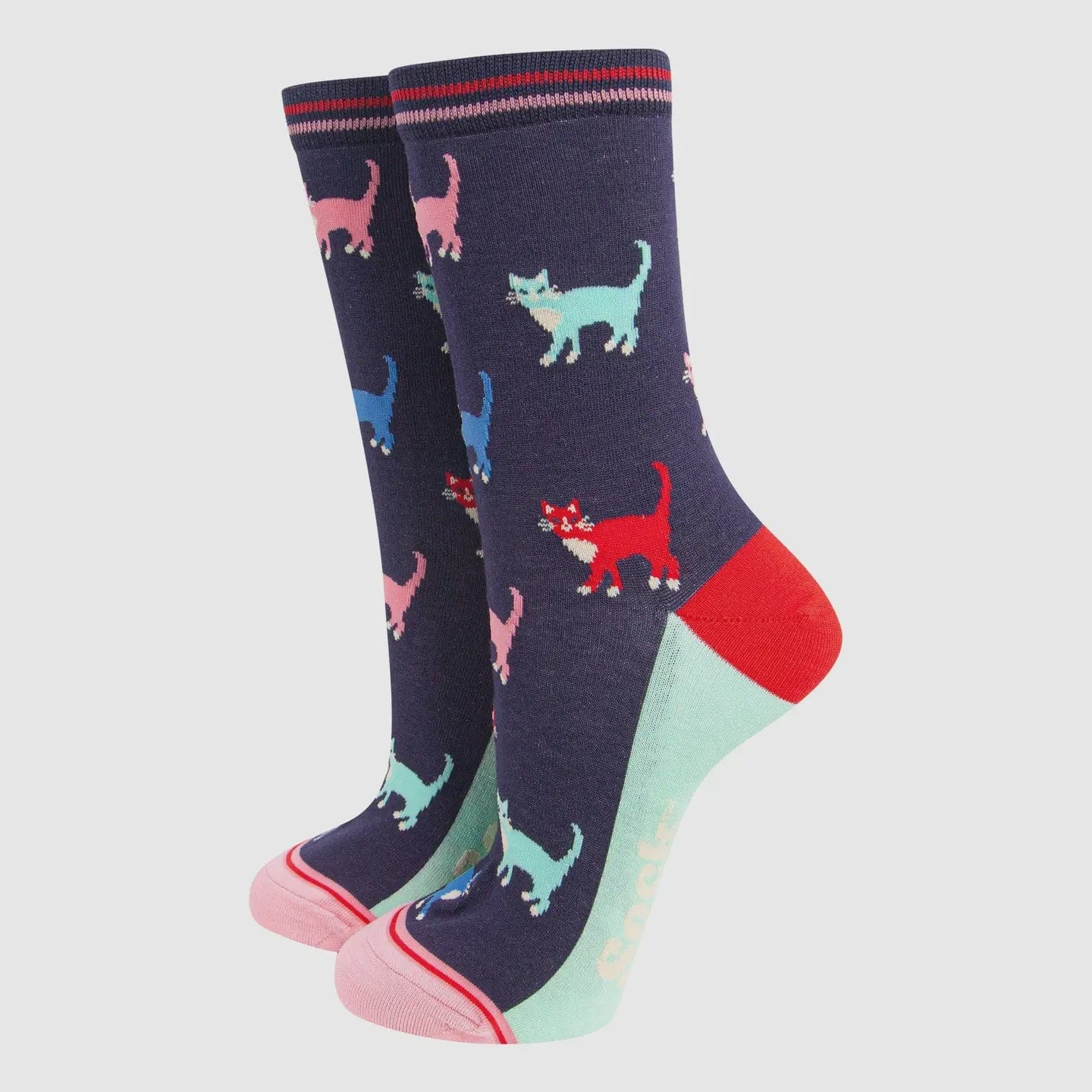 Sock Talk Accessories Sock Talk Women's Bamboo Socks- Navy/Multi, Cats