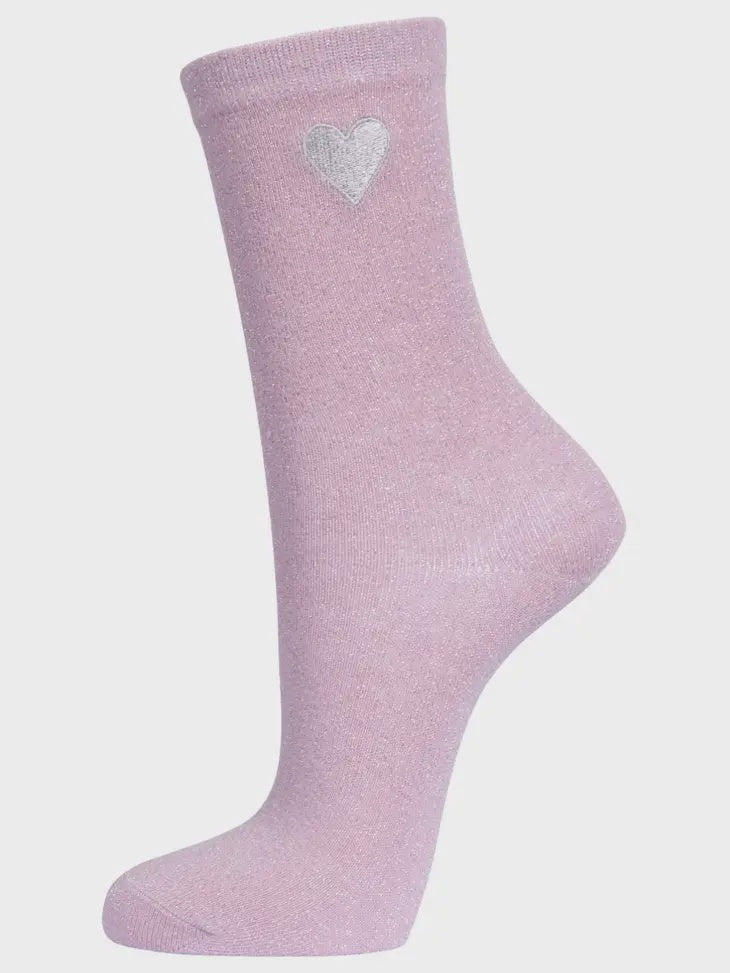 Sock Talk Accessories Sock Talk Women's Pink Glitter Socks Heart
