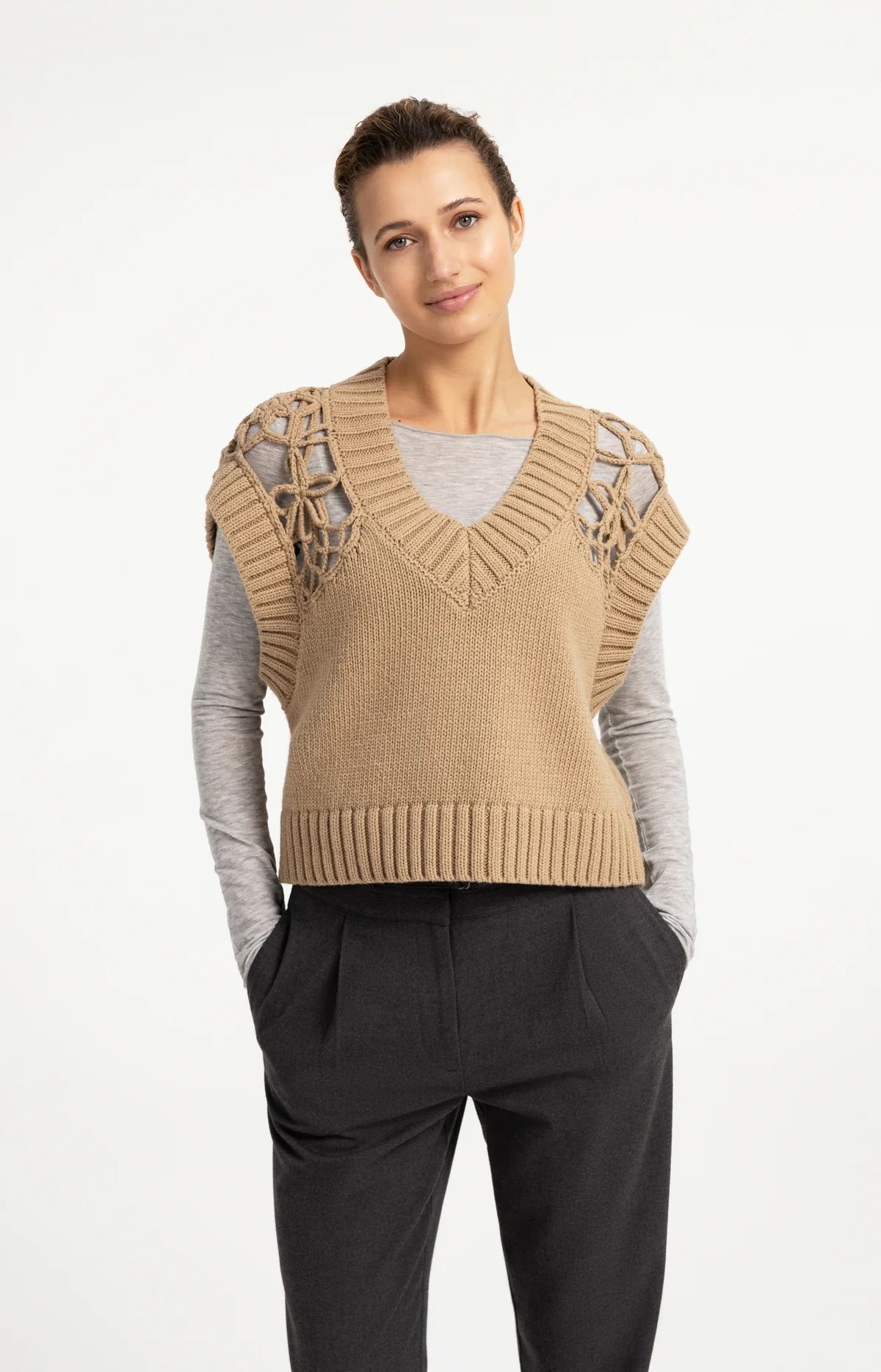 Yaya Spencer with V-neck and Shoulder Detail