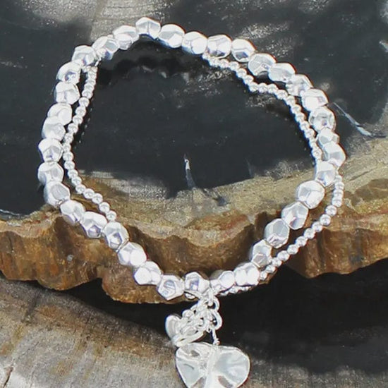 Suzie Blue Jewellery Suzie Blue Elasticated 2 Strand Heart Charms