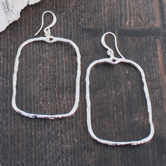 Suzie Blue Jewellery Suzie Blue Hammered Rectangular Earrings