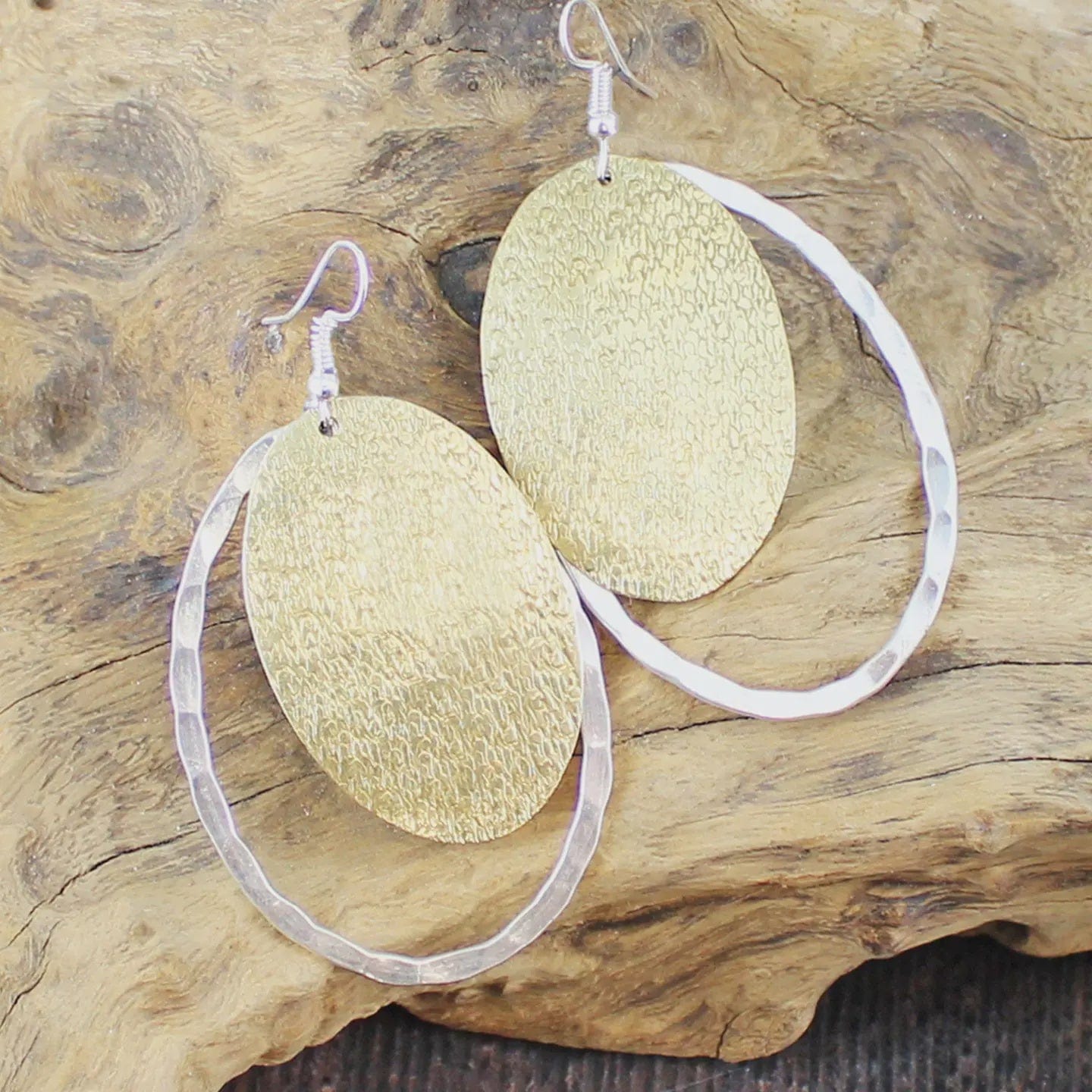 Suzie Blue Jewellery Suzie Blue Overlapping Oval Disc Earrings