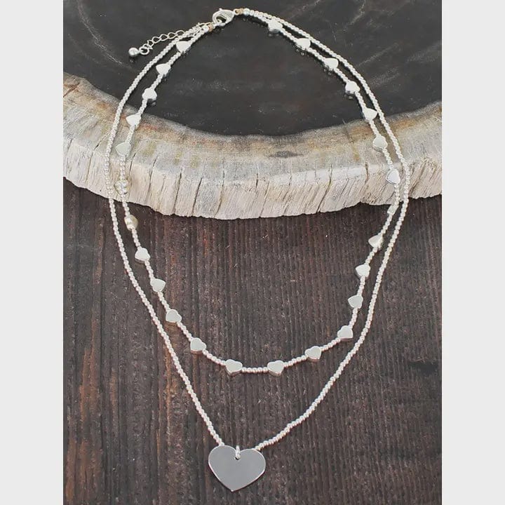 Suzie Blue Jewellery Suzie Blue Short Double Strand Heart Charm Necklace